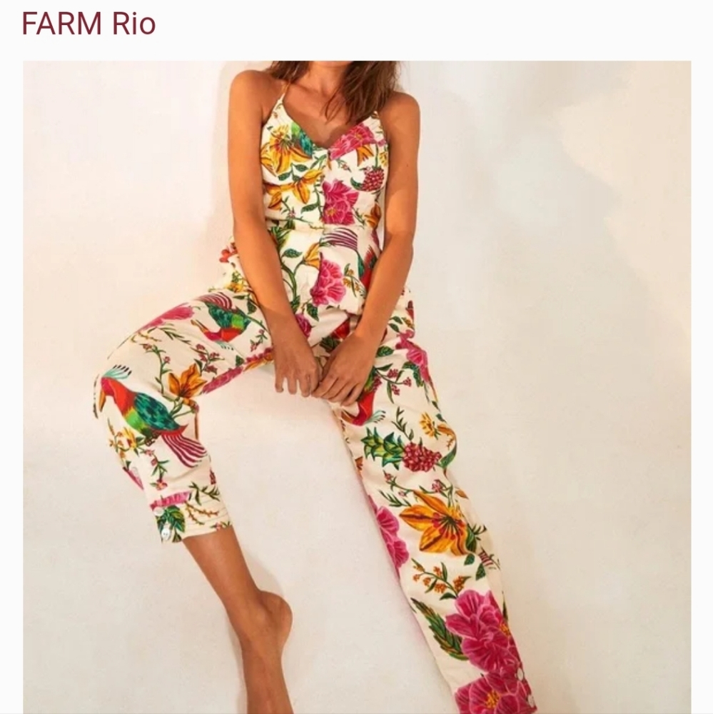 FARM  RIO GARDEN HALTER NECK JUMPSUIT XL